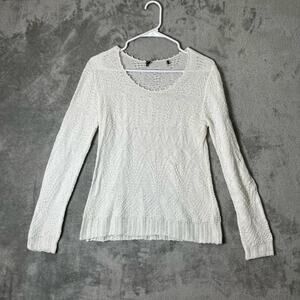 Peruvian Connection Pointelle Knit Top Pima Cotton Grandmacore Cottage Small